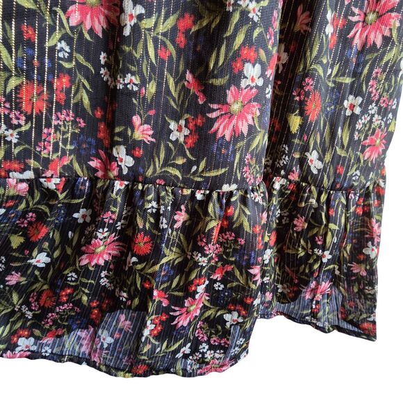 NWT Old Navy Women's Long Sleeve Floral Boho Mini Dress M Tall Black Metallic - Picture 8 of 15